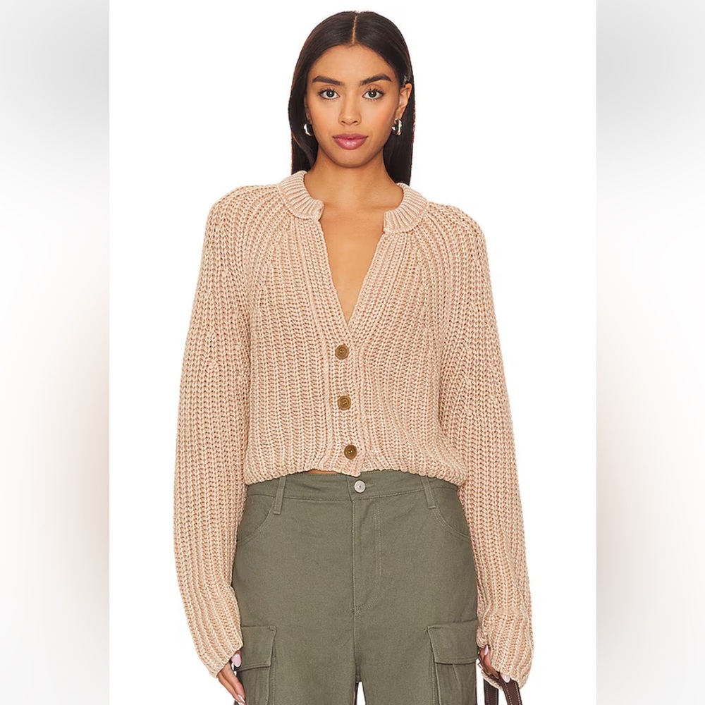 NWT Free People Cozy Sweet Nothing Tan Button-Up Cardigan Sweater Size Small - Picture 5 of 8
